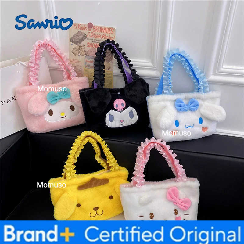 Sanrio Hello Kitty Plush Bag Kawaii Anime Handbag Cinnamoroll Kuromi Melody Cartoon Soft Stuff Shoulder Cosmetic Bags Girl Gifts H2512301