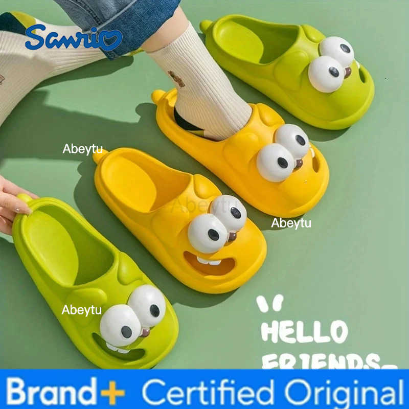Sanrio Tongue Kiss Slippers Big Eye Dog SlippersCute Funny Big Eye Dog Fun Cartoon Package Head Eva Slippers For Women H251230