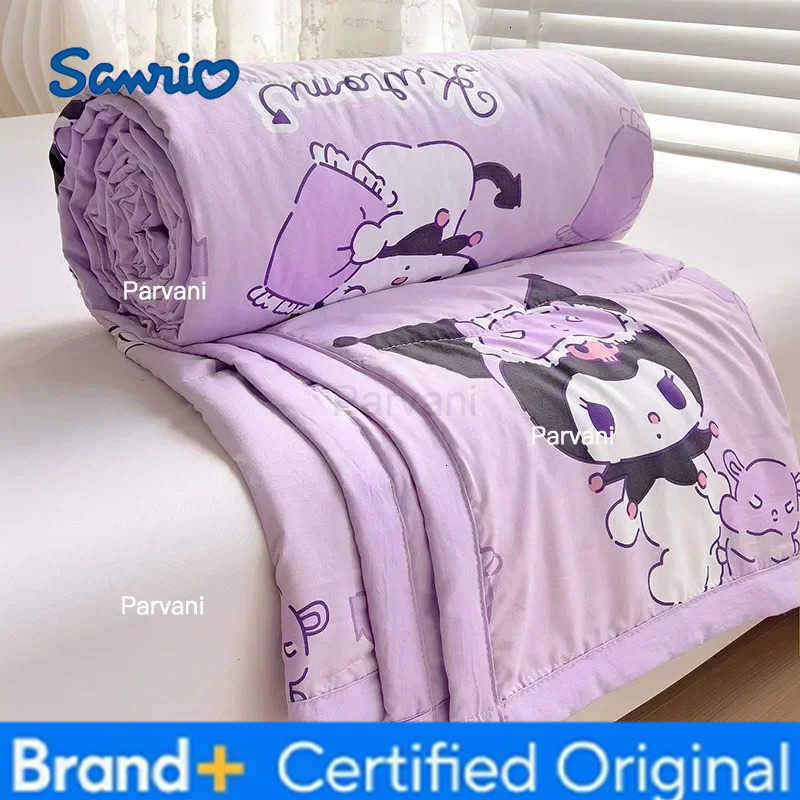 Sanrio 2024 New Sanrioed Summer Air Conditioner Quilt Kuromi Hello Kitty Childrens Nap Quilt Office Blanket Cute Class A Washed Cotton H251230 - view 7