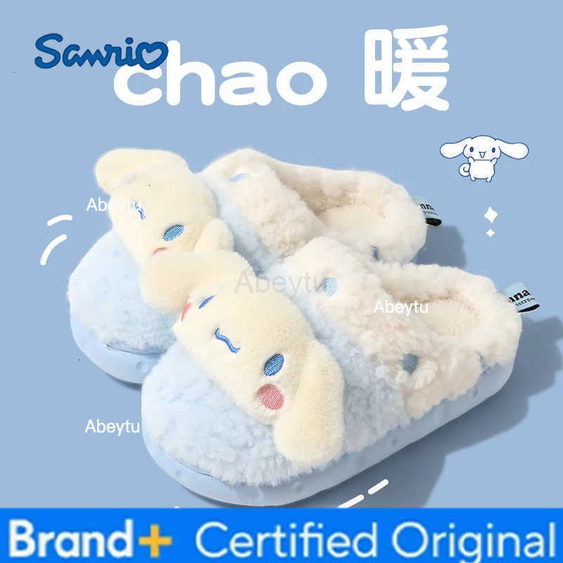 Sanrio Winter Toe Wrap Warm Cotton Slippers Thick Soft Fashion Kawaii Home Shoes Men Women Indoor Floor Flat Home Anime Figure Shoes H251230