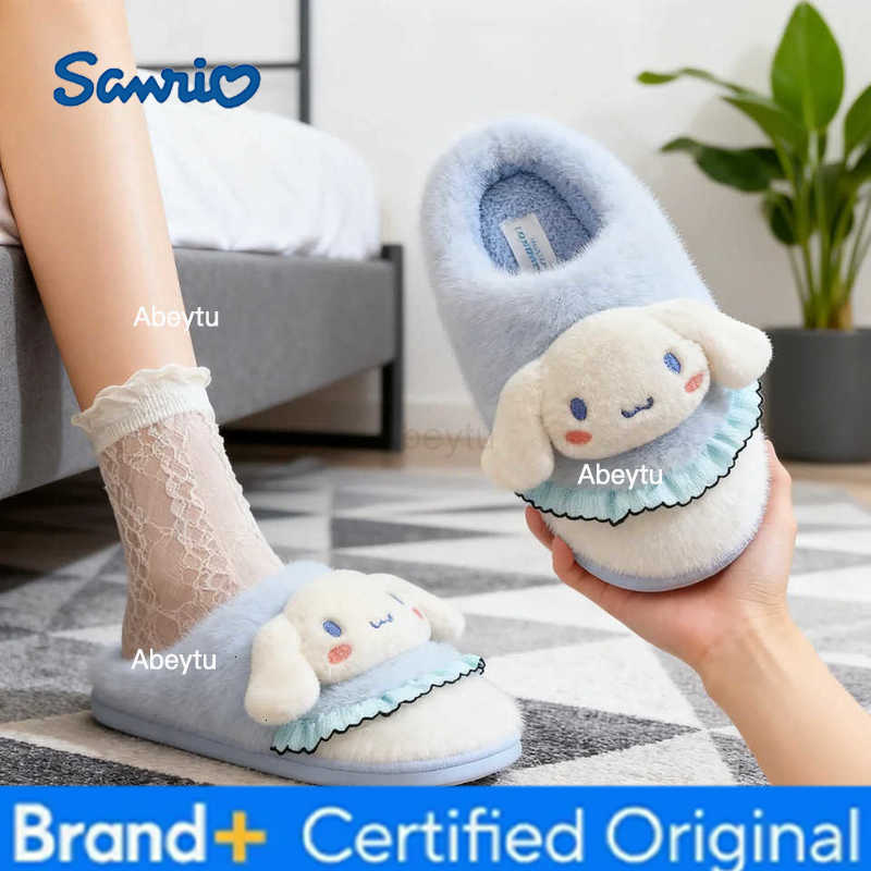 Sanrio Kids Slippers House Shoes Cartoon Kuromi With Heel Cover Winter Shoes For Girls Warm Anti-slip Pink Pruple Shoes Size 35-41 H2512301