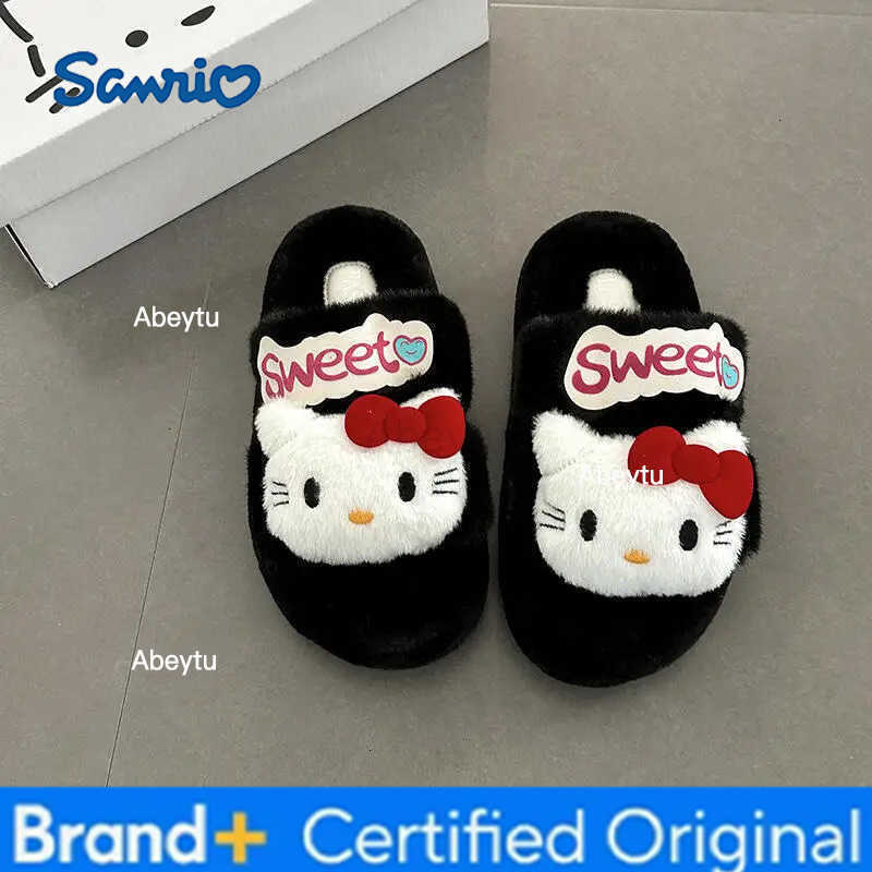 Sanrio Anime Hello Kitty Plush Slippers Kawaii Cute Student Fall Winter Soft Plush Aldult Shoes Girl Cotton Shoes Home Shoes Xmas Gift H251230