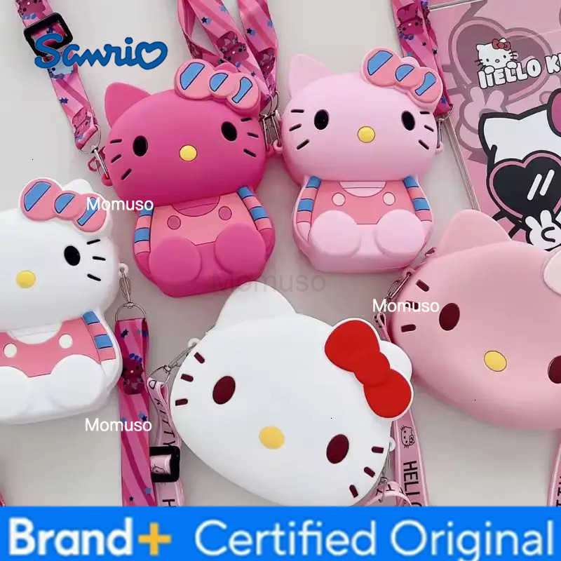 Sanrio Hot In Stock Hello Kitty Cartoon Anime-Related Kawaii Crossbody Silicone Small Bag And Coin Purse For Boys And Girls Gifts H251230