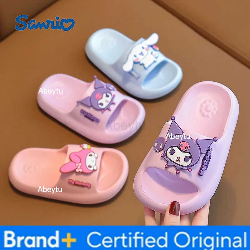 Sanrio Kuromi Cute Summer Kids Sandals Soft Slippers Indoor Outdoor Quick-Drying Cartoon Anime Sole Anti-Slip Girls Boys Gift H251230