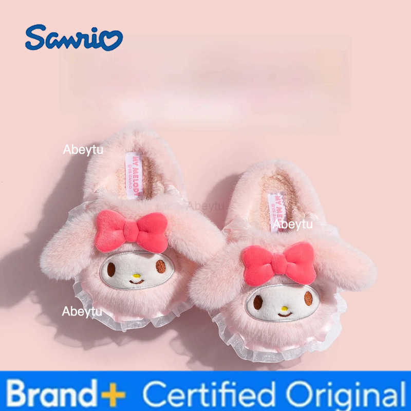 Sanrio Kids Slippers House Shoes Cartoon Cinnamoroll Winter Shoes For Girls Warm Anti-slip Soft Bottom Pink Blue Shoes Size 17cm-25cm H251230