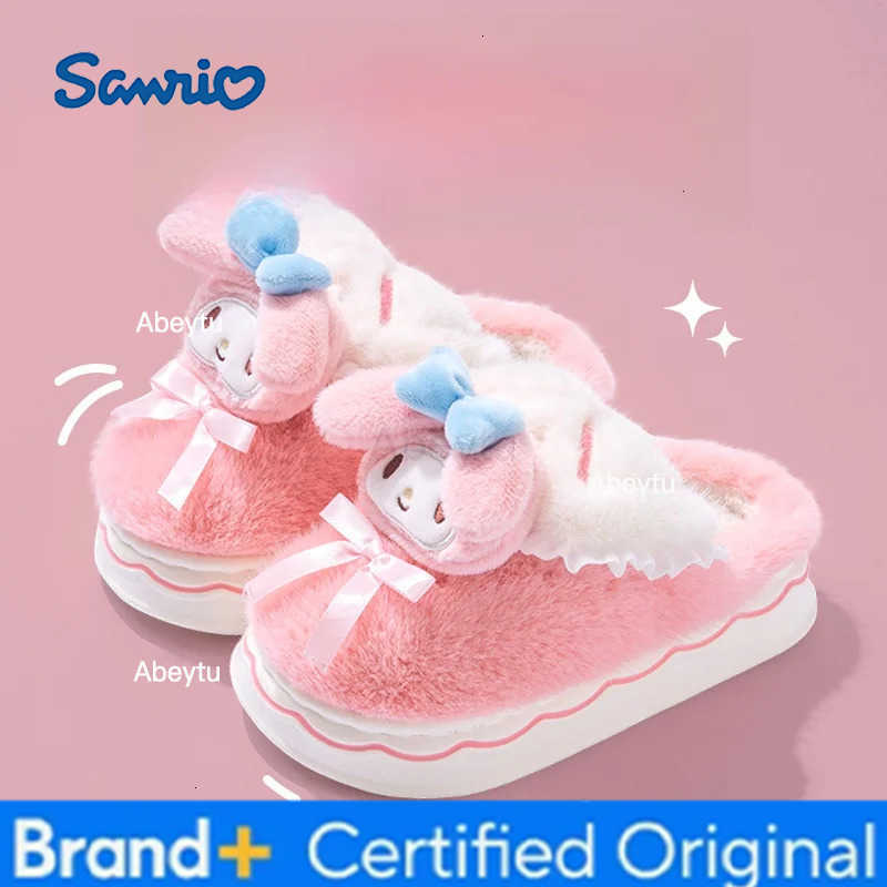 Sanrio Kids Slippers House Shoes Cartoon Cinnamoroll Slippers Winter Shoes For Girls Anti-slip Warm Pink Pruple Shoes Size 20cm-23cm H251230