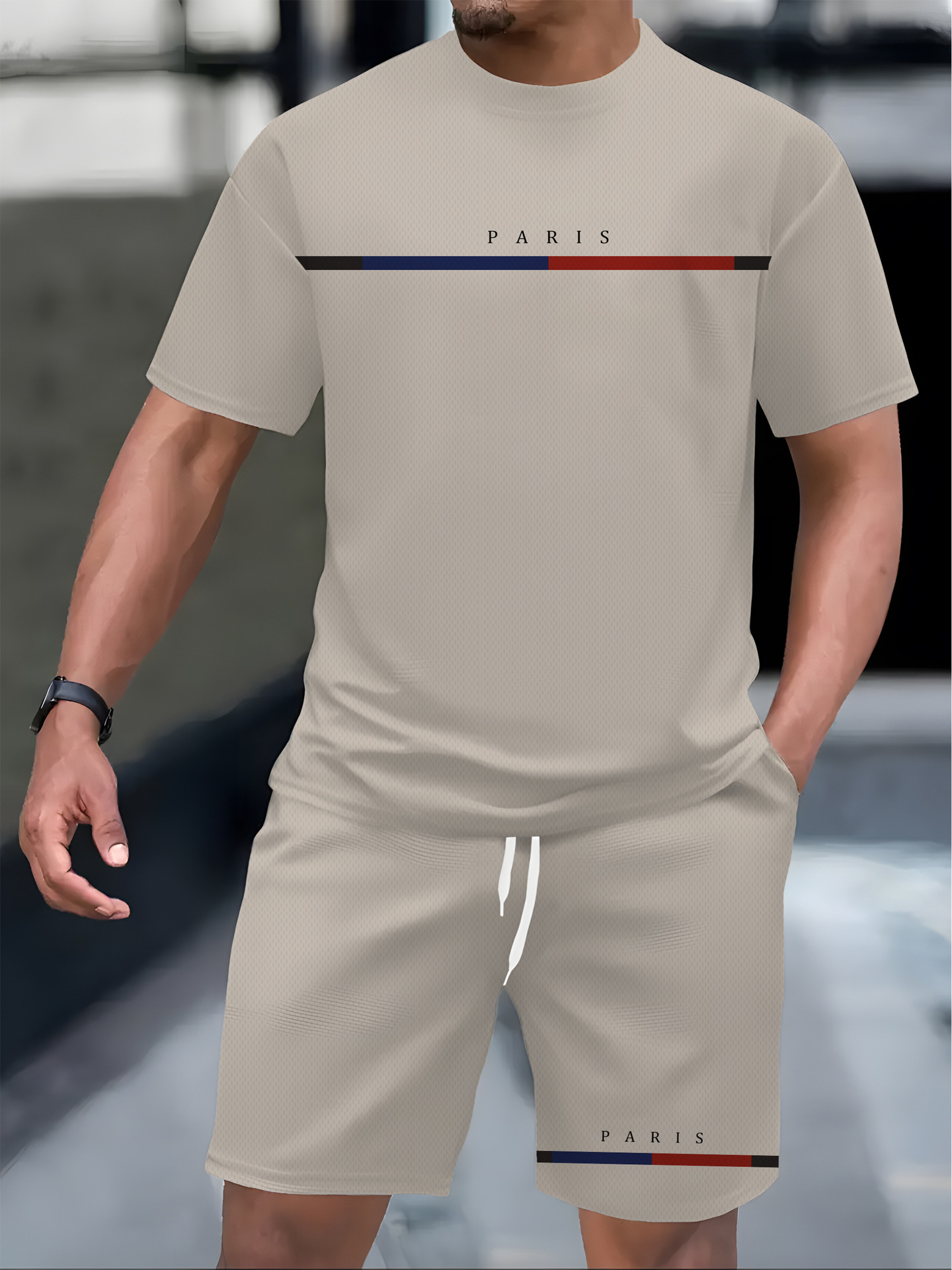 Luxury Brand Designer Clothes 2025 Summer Men's Casual Fashion Simple Trendy Short Sleeve Shorts Set