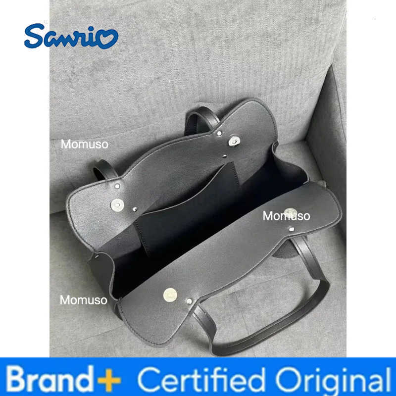 Sanrio Anime Hello Kittys Tote Bag Cartoon Simple Cute Face Girl Heart Black Cool Student Commuting PU Handbag Toy for Girl Gift H251230