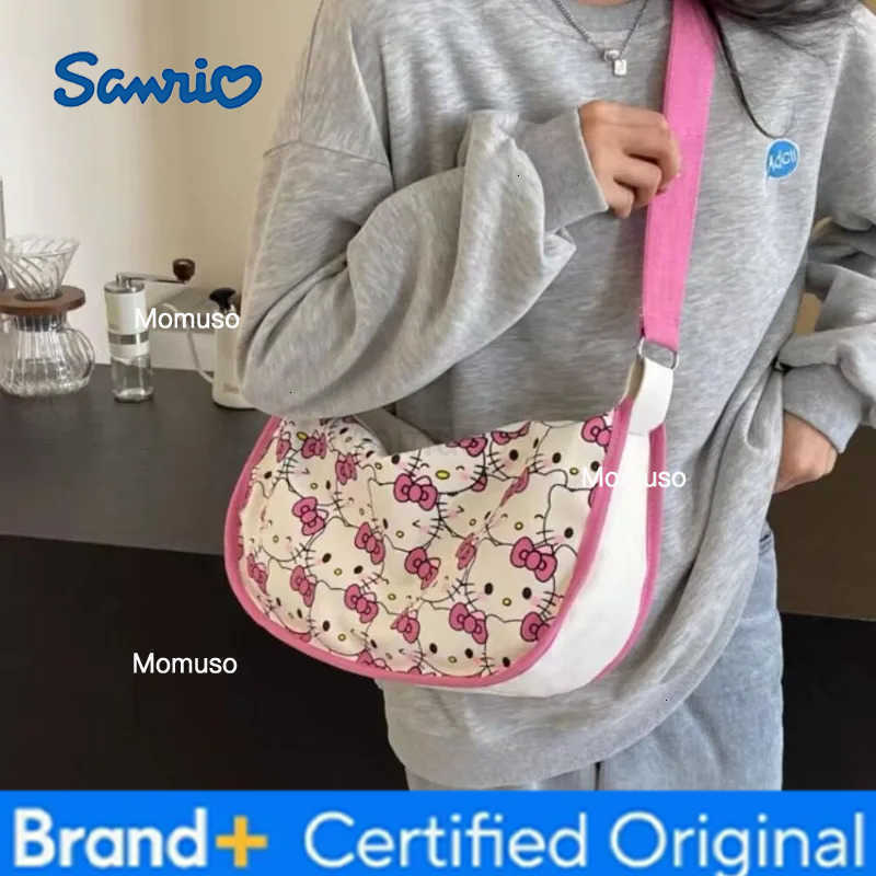 Sanrio Kawaii Japanese cartoon characters Hello kitty canvas bag Creative design Cute versatile one-shoulder crossbody bag Holiday gift H251230
