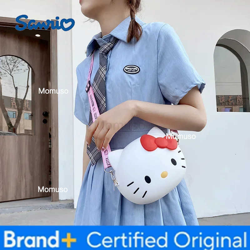 Sanrio Kawaii 12cm/20cm Hello Kitty Silicone Crossbody Bags Women Girls Messenger Bag 3d Shoulder Small Purse Phone Bag Girlfriend Gift H251230