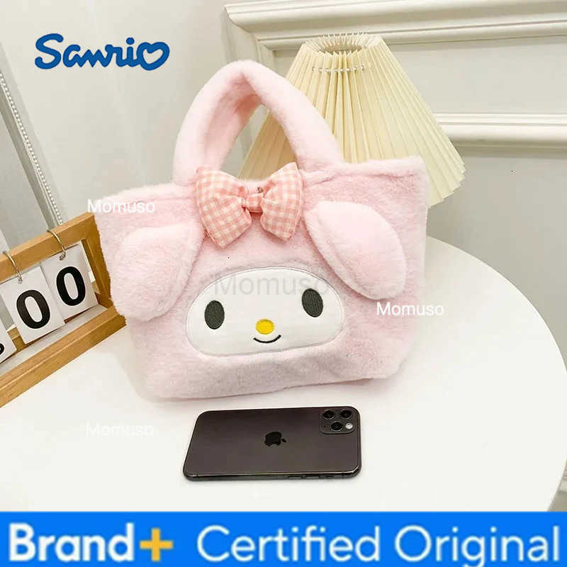 Sanrio Kawaii Plush Bag Melody Kuromi Cartoon Animal Large Capacity Handbag Cute Cinnamon Storage Handbag Womens Birthday Gifts H251230