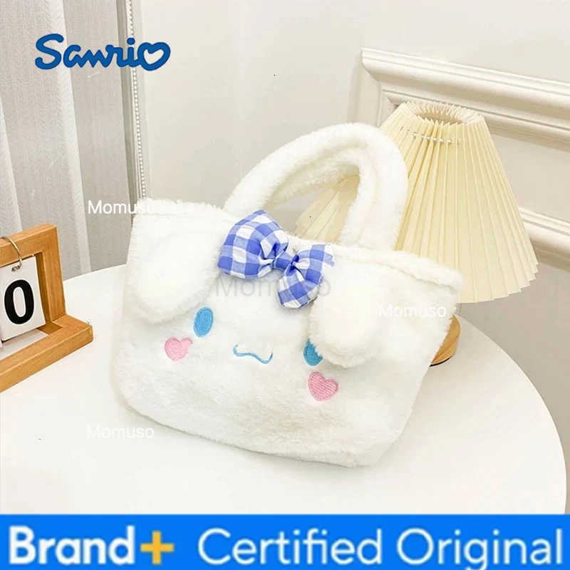 Sanrio Kawaii Plush Bag Melody Kuromi Cartoon Animal Large Capacity Handbag Cute Cinnamon Storage Handbag Womens Birthday Gifts H251230