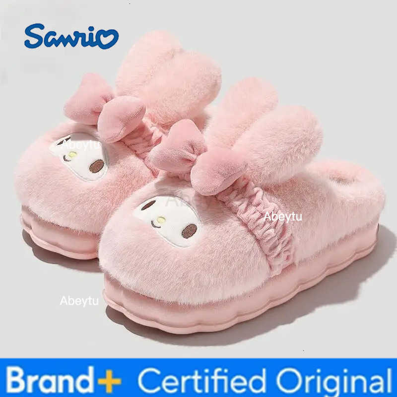 Sanrio Hello Kitty Winter Child Cotton Shoes Indoor Keep Warm Slippers Girl Cartoon Plush Thicken Kuromi Cute My Melody Non-Slip Shoe H251230