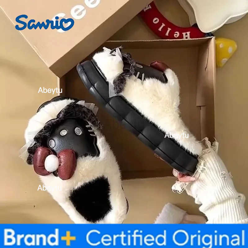 Sanrio Hello Kitty Womens Lightweight Indoor Cotton Slippers Thick Cotton Shoes For Warmth In Autumn And Winter Animation Derivatives H251230