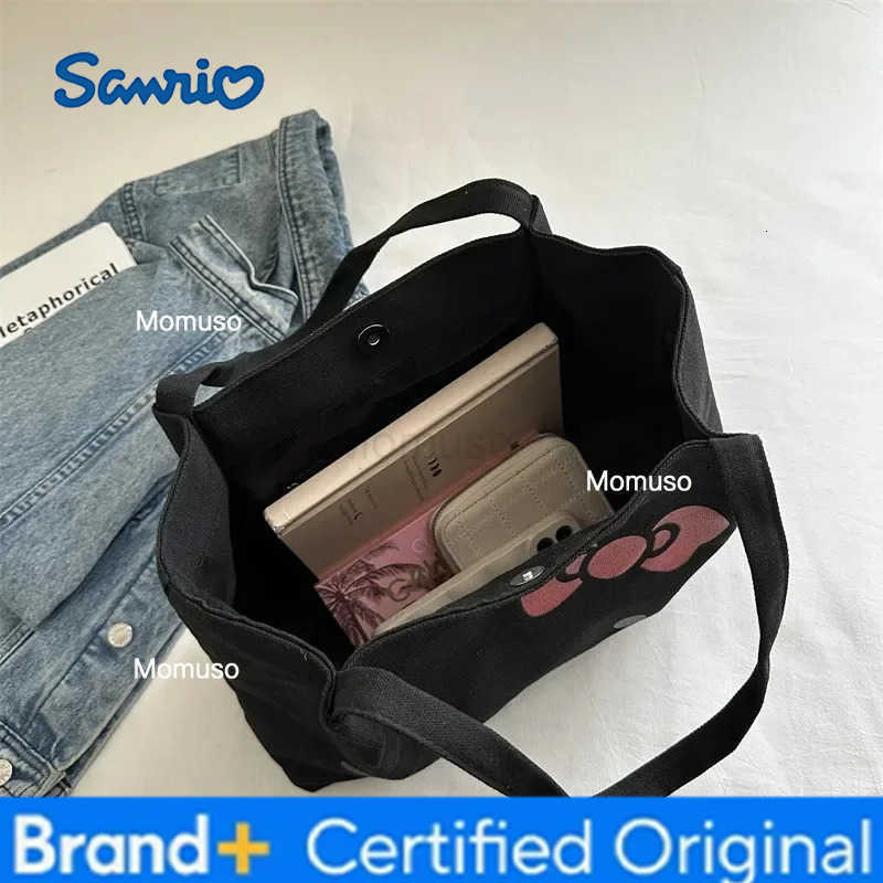 Sanrio Hello Kitty Canvas Tote Bag for Women - Large Cute Cartoon Shoulder Bag Fashion Versatile Commuting Handbag H251230