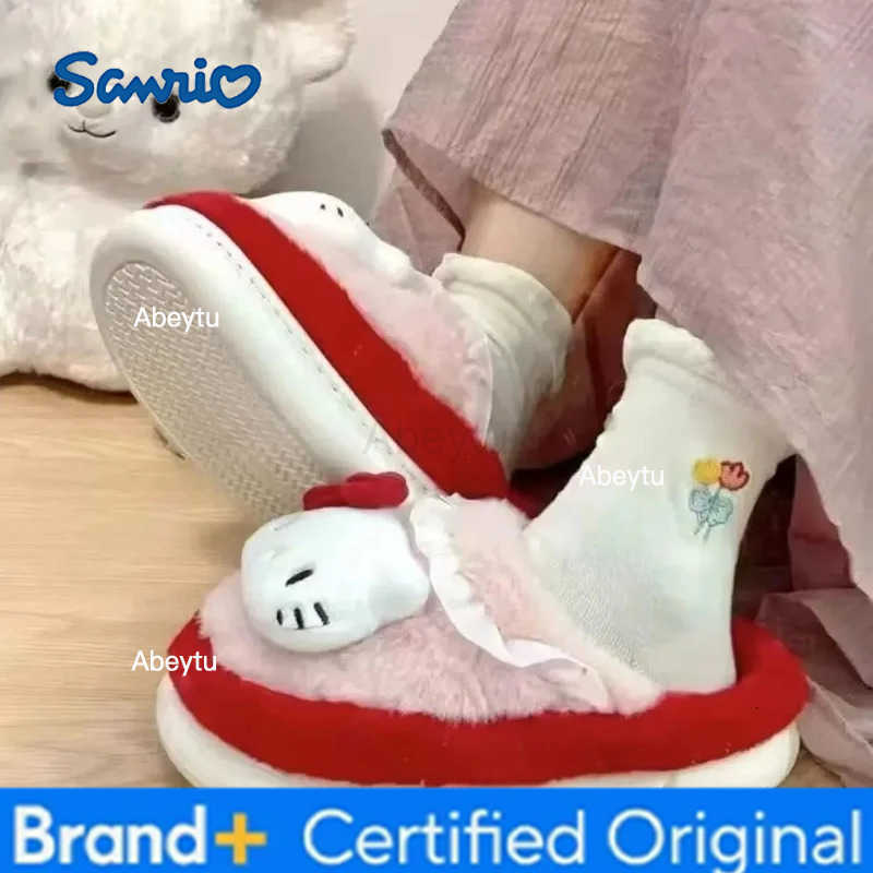Sanrio Anime Cartoon Kawaii Hello Kitty My Melody Cinnamoroll Kuromi Slippers Cute Home Thick-Soled Plush Slippers Girls Surprise Gift H251230