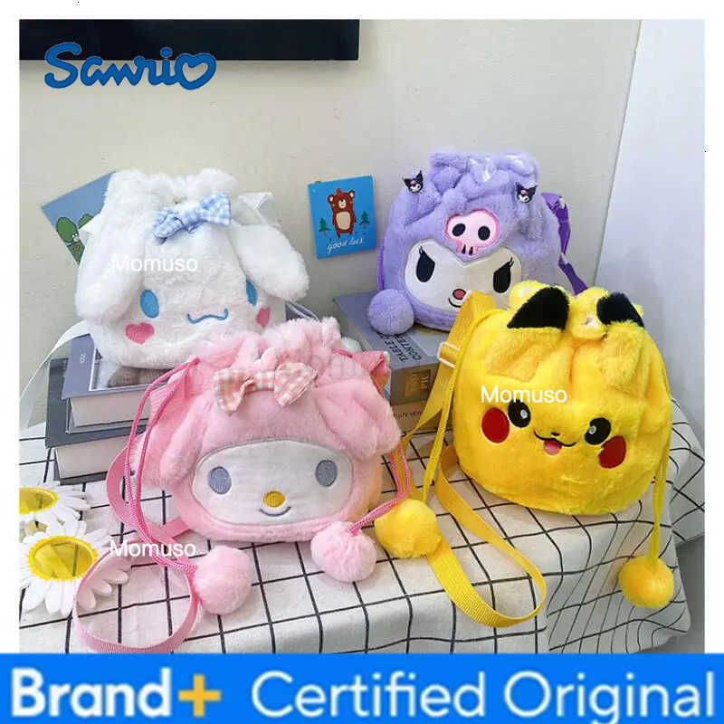 Sanrio Skew Mouth Water Bucket Diagonal Storage Bag Kuromi Kawaii Mini Drawstring Anime Cartoon Change Shoulder Bag New Style H251230