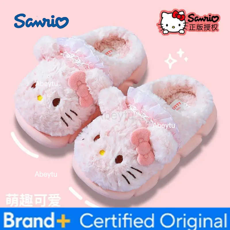 Sanrio Childrens Cotton Slippers Cartoon for Girls Plush Slippers Autumn Winter Anti Slip Warm Indoors Outdoors Cotton Shoes Gift H251230