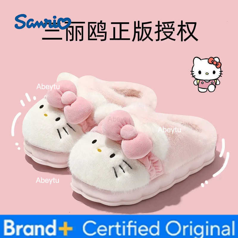 Sanrio Hello Kitty Shoes Cinnamoroll Womens Slippers Kuromi Plush Cartoon Cute Sweet Suitable Indoor Outdoor Winter Slippers Hot H251230