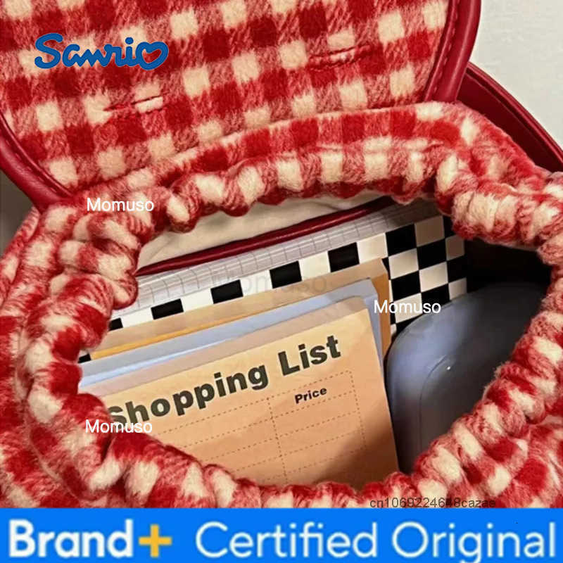 Sanrio Hello Kitty Red Grid Small Backpack Female 2025 New Mini Travel Bag Japanese Style Harajuku Lightweight Portable Backpack H251230