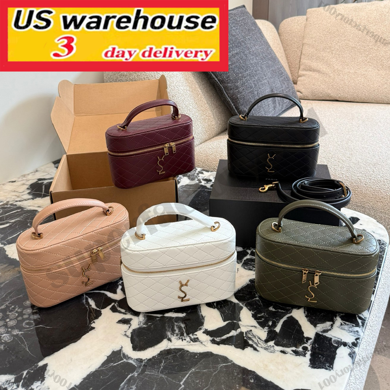 Designer bag luxury gaby makeup bag diagonal cross bag shoulder bag fashionable sheepskin small square bag women's handbag banquet makeup