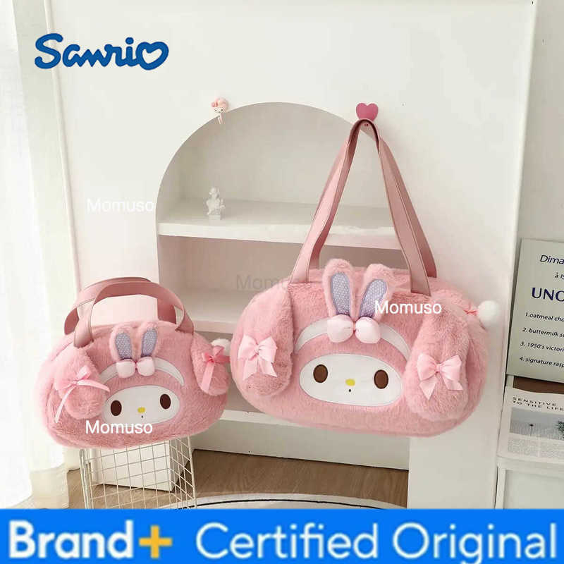 Sanrio Adorable My Melody Sweet Piano Plush Shoulder Bag Cute Japanese Style Handbag for Women Fashionable Plush Tote Bag Gifts Girl H251230