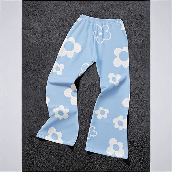 Luxury Brand Designer Clothes Y2k Loose Sweatpants Flower Drawstring Waist Wide Leg Sweatpants With Pockets Unisex