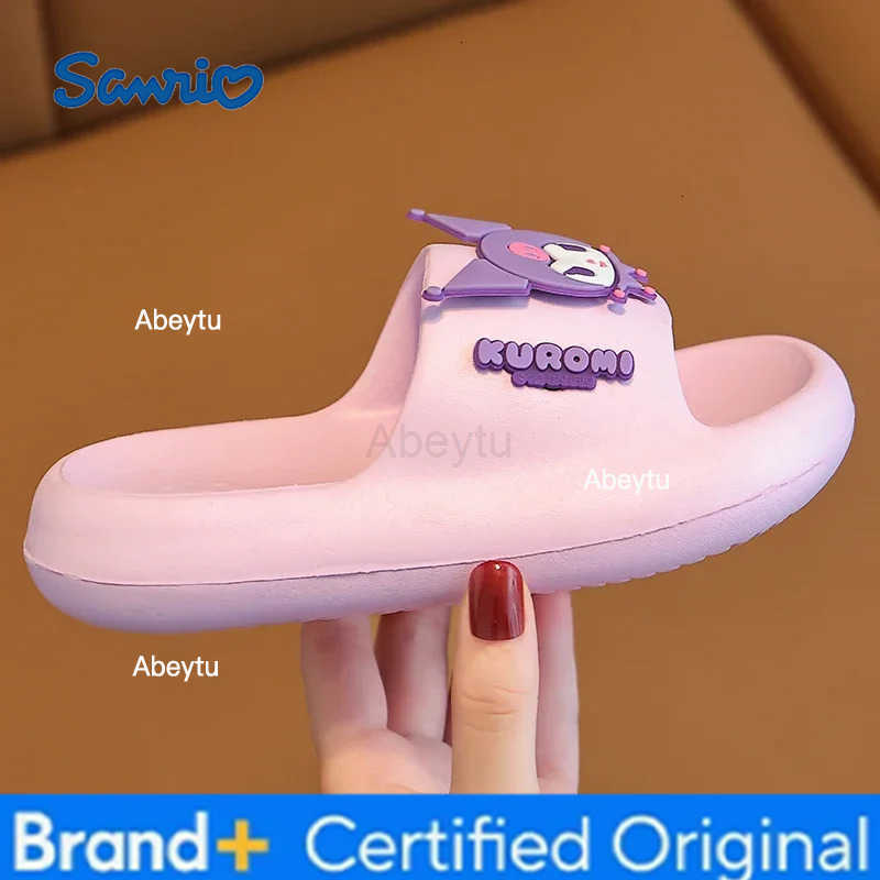 Sanrio Kuromi Cute Summer Kids Sandals Soft Slippers Indoor Outdoor Quick-Drying Cartoon Anime Sole Anti-Slip Girls Boys Gift H251230
