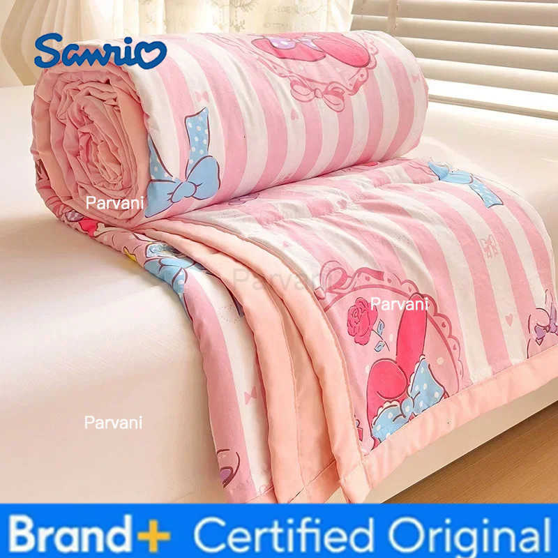 Sanrio 2024 New Sanrioed Summer Air Conditioner Quilt Kuromi Hello Kitty Childrens Nap Quilt Office Blanket Cute Class A Washed Cotton H251230 - view 5