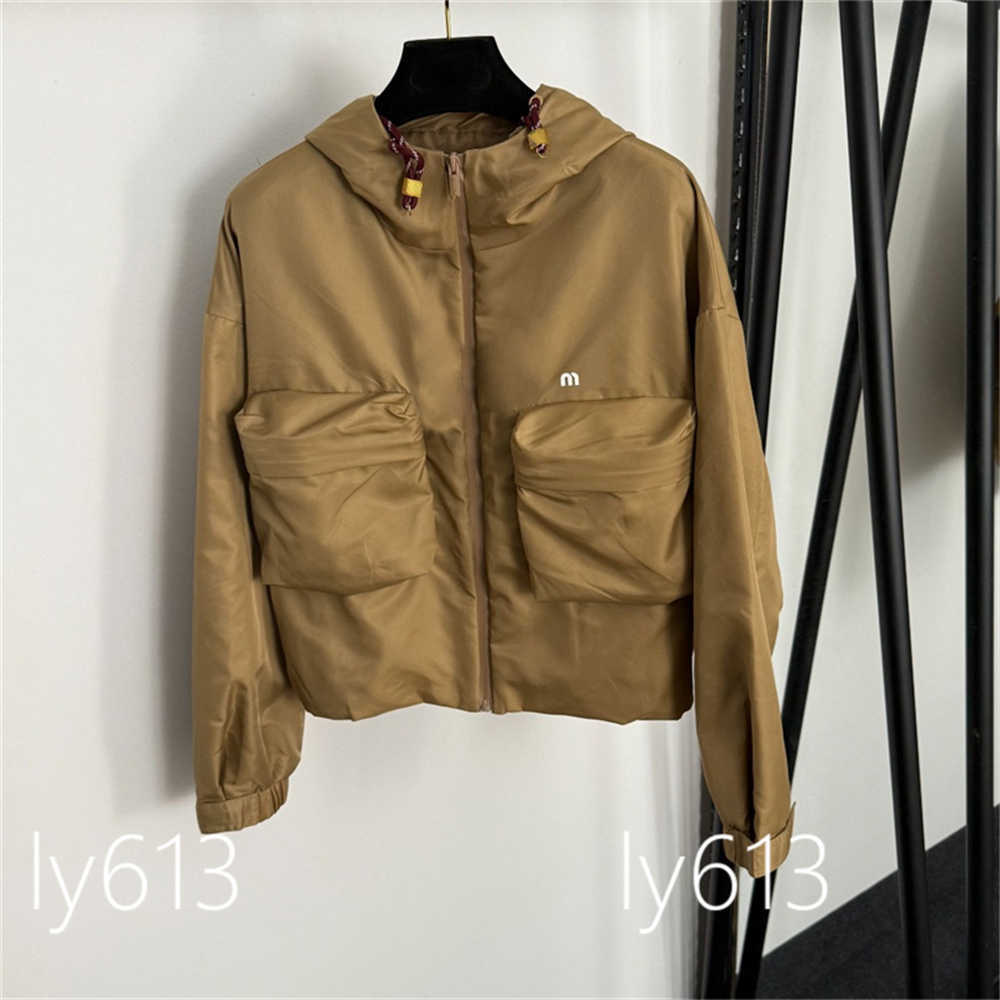 trench coat designer jacket women Logo Letter Workwear-Style Zipper Pocket luxury top Long-Sleeve Hooded Windbreaker Jackets