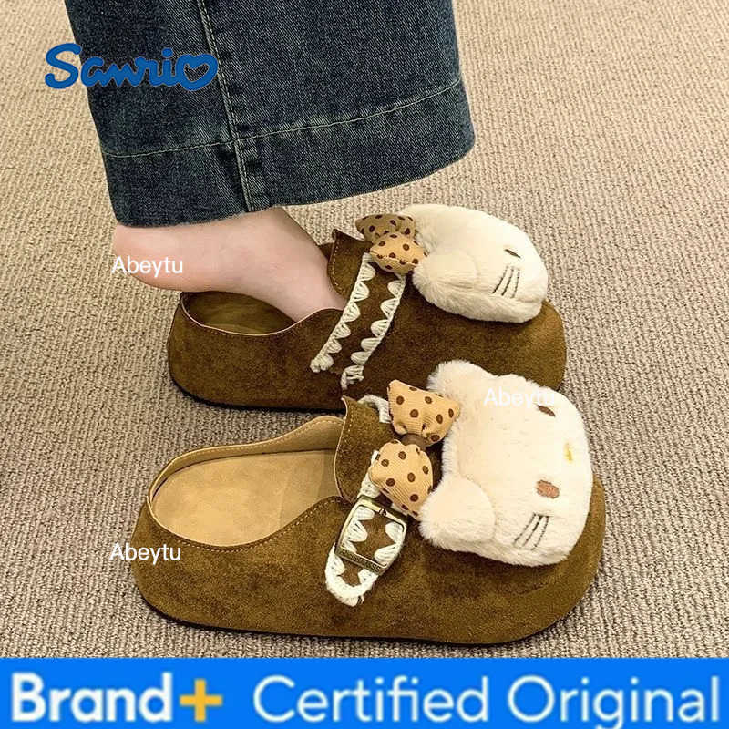 Sanrio New Cute Cartoon Kt Cat Casual Slippers Women Thick Soled Comfortable Home Wear Versatile Non-Slip Slippers Autumn Winter Gift H251230
