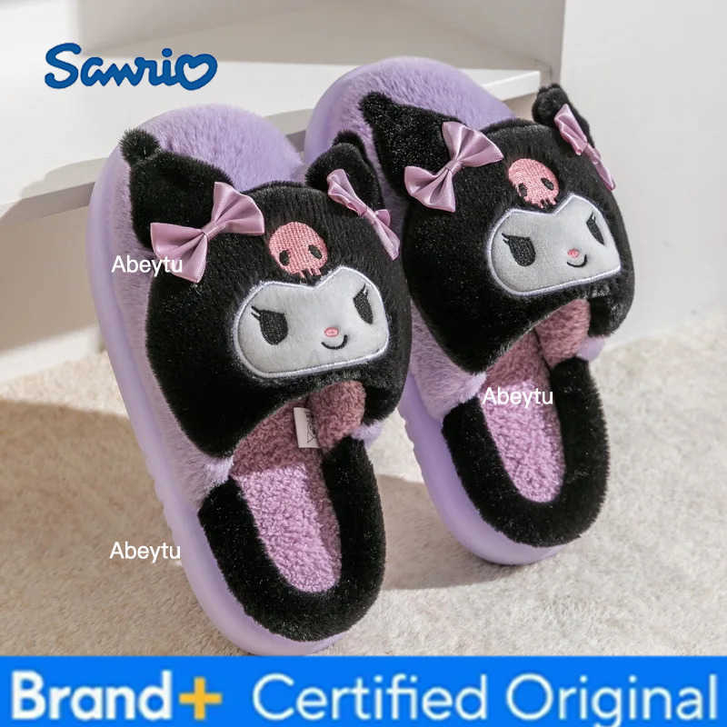 Sanrio KidsSlippers House Shoes Cotton Cartoon Kuromi Winter Shoes For Girls Warm Anti-slip Soft Bottom Blue Pink Shoes Size 28-41 H251230