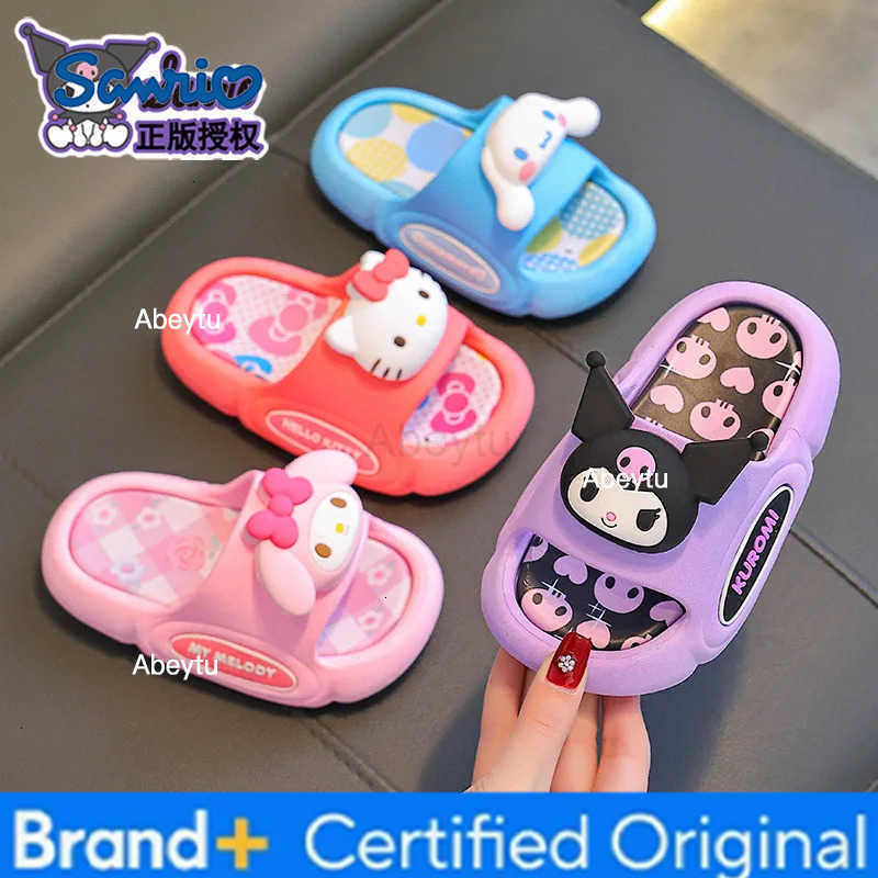 Sanrio Childrens Spring/summer Slippers Kawaii Hello Kitty Cartoon My Melody Kuromi Soft-Soled Non-Slip Beach Sandals Girl Gift H251230