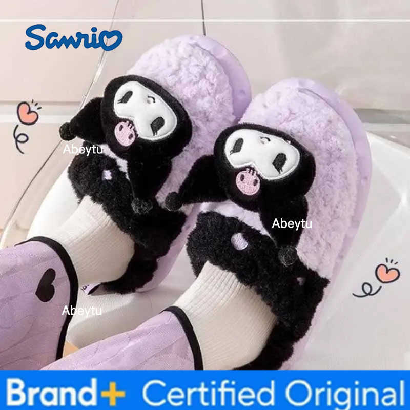 Sanrio Young Girls Fashion Cartoon Cotton Slippers Hello Kitty Kuromi Cinnamoroll Indoor Student Dormitory Non-slip Warm Slipper H251230