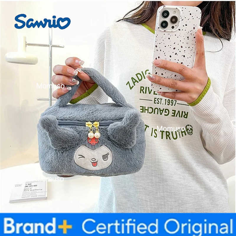Sanrio New Kawaii Kuromi MyMelody Kirby Cartoon Anime Plush Bag Cute Handbag Cosmetics Bag Sundries Storage Case Girl Gift H251230