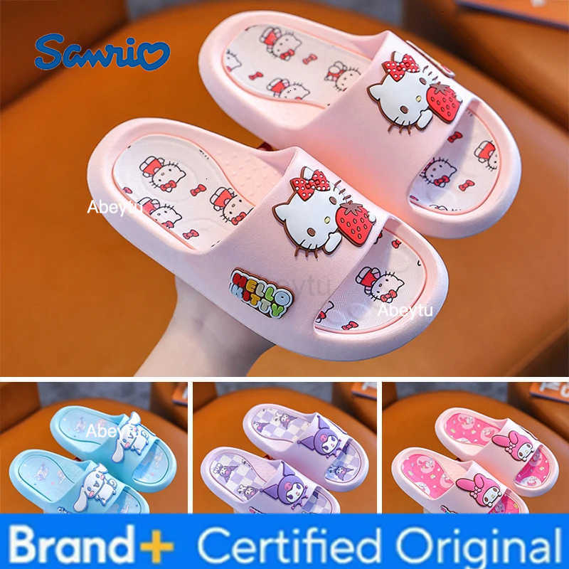 Sanrio Hello Kitty Slippers Children Adults Summer Home Bathroom Anti-Slip Slippers Kuromi Cinnamoroll Melody Girl Sandals Gifts H251230