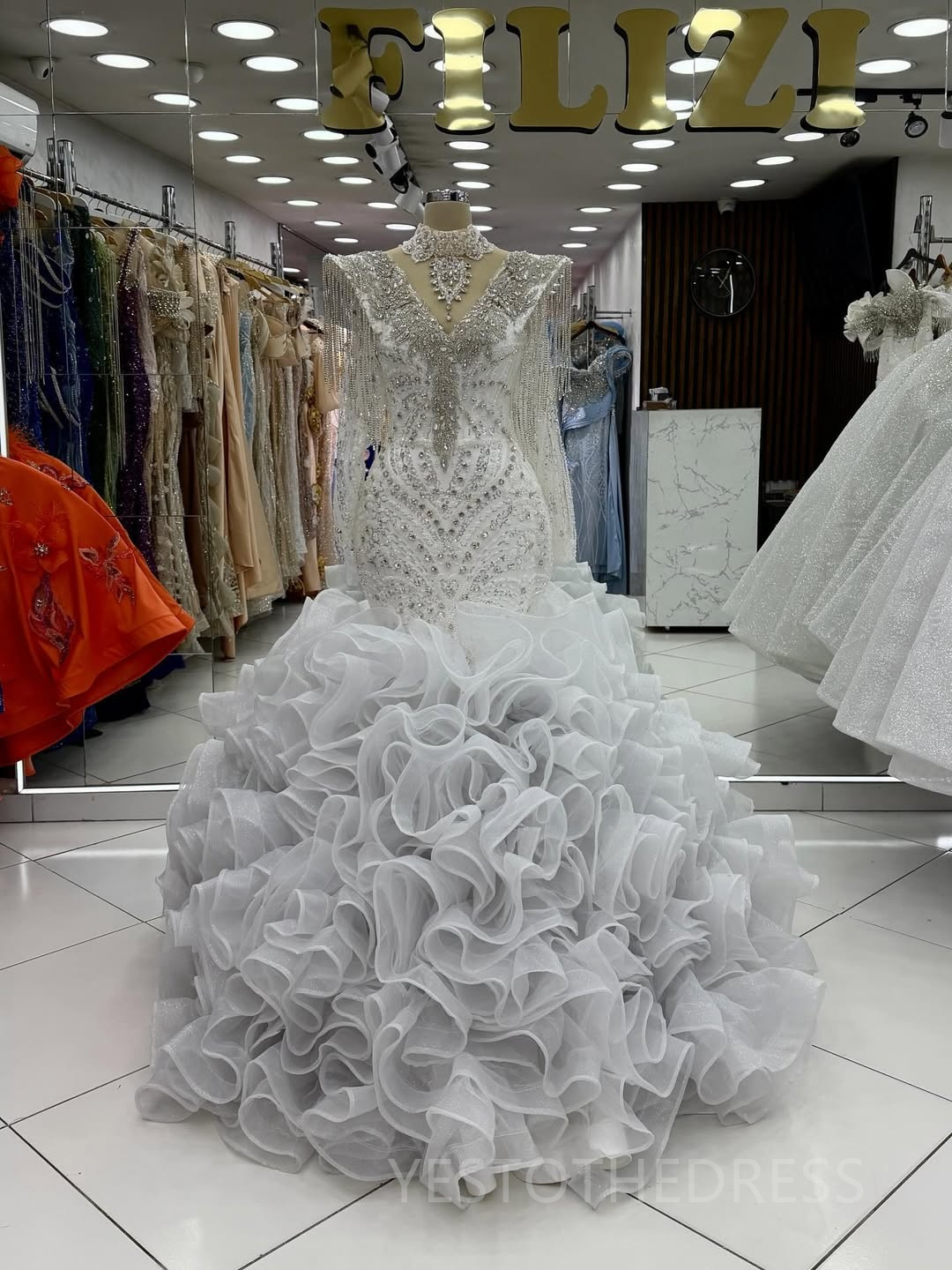 2026 Plus Size Aso Ebi Prom Dress Mermaid Evening Dress Robe De Soiree Beaded Lace High Neck Tassel Tiers Pearls Crystals Birthday Dress Second Recept