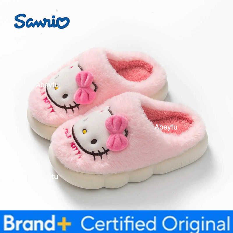 Sanrio Kawaii Hello Kitty Slippers Non-Slip Warm Cute Cartoon Anime Home Autumn and Winter Girls Plush Slipper Plush Gifts H251230