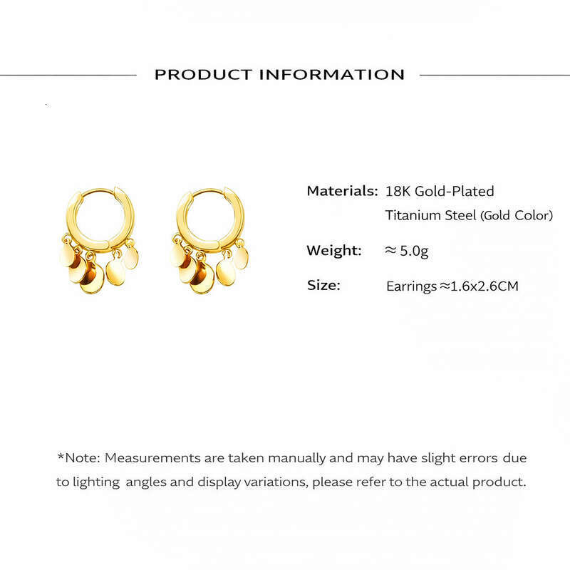 Trendy 18K Gold-Plated Titanium Steel Dangle Hoop Earrings - Simple Geometric Disc Style for Women's Daily Outfits, Ideal Valentine's Day Gi