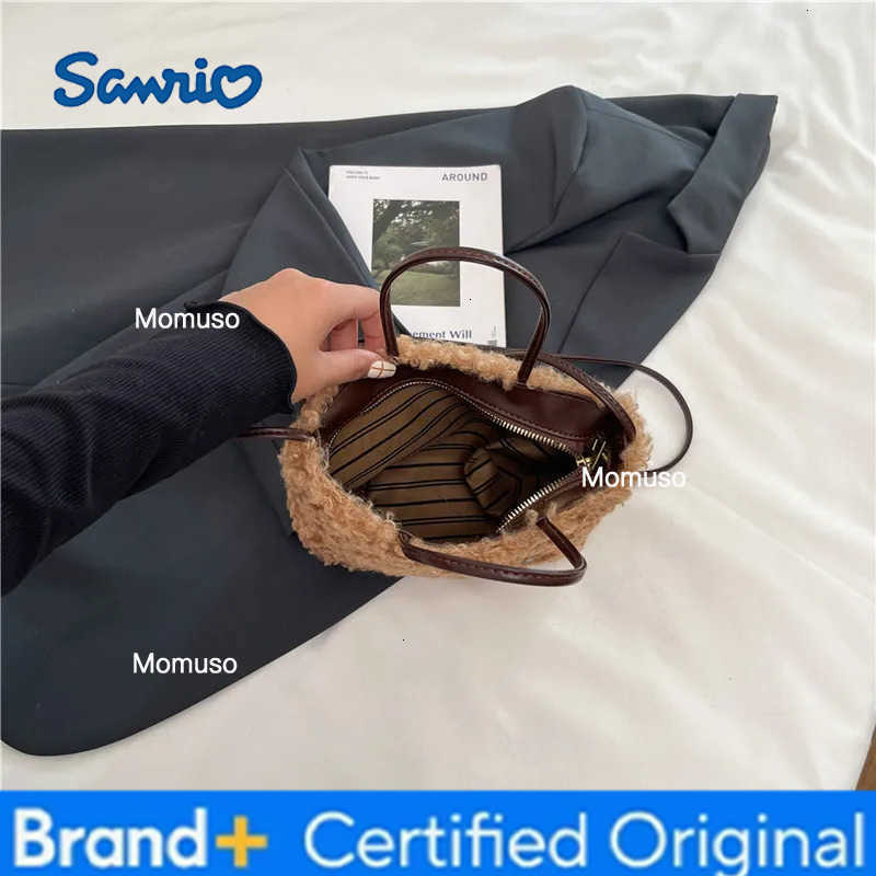 Sanrio Winter Hellokitty Kitten Plush Bag Womens New Fashionable Cute Handbag Lambswool Crossbody Bag H251230