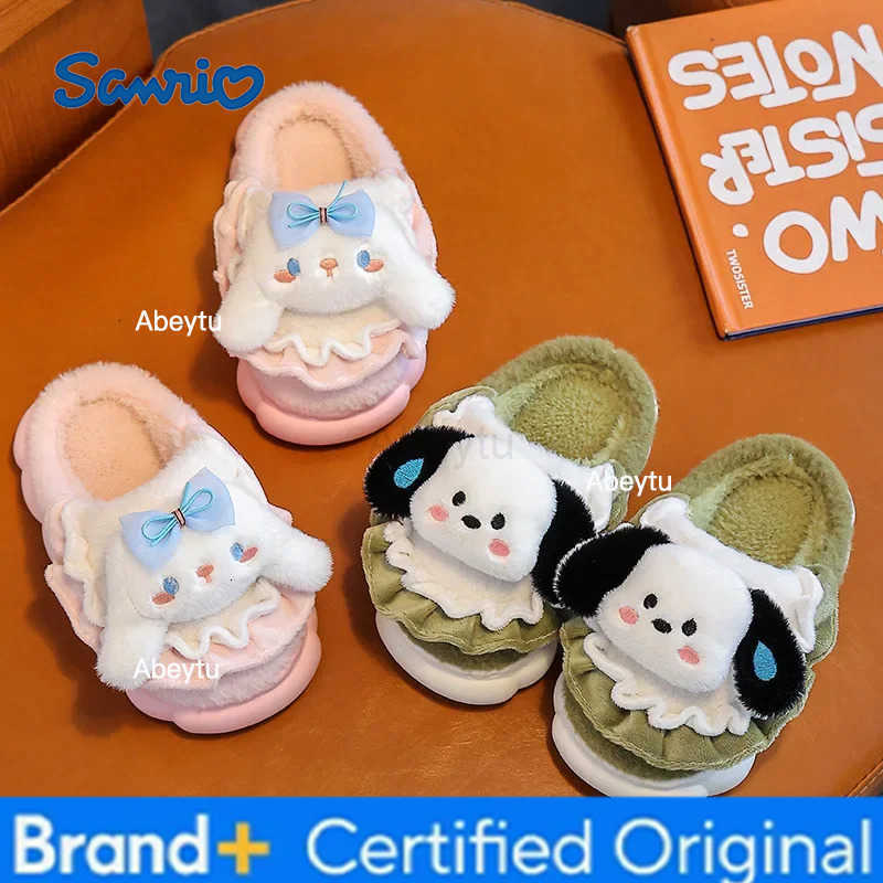 Sanrio Cinnamoroll Childrens Cotton Slippers Sanrios Kuromi Hello Kittys Autumn Winter Boy Girl Indoor Cute Cartoon Childrens Shoes H251230