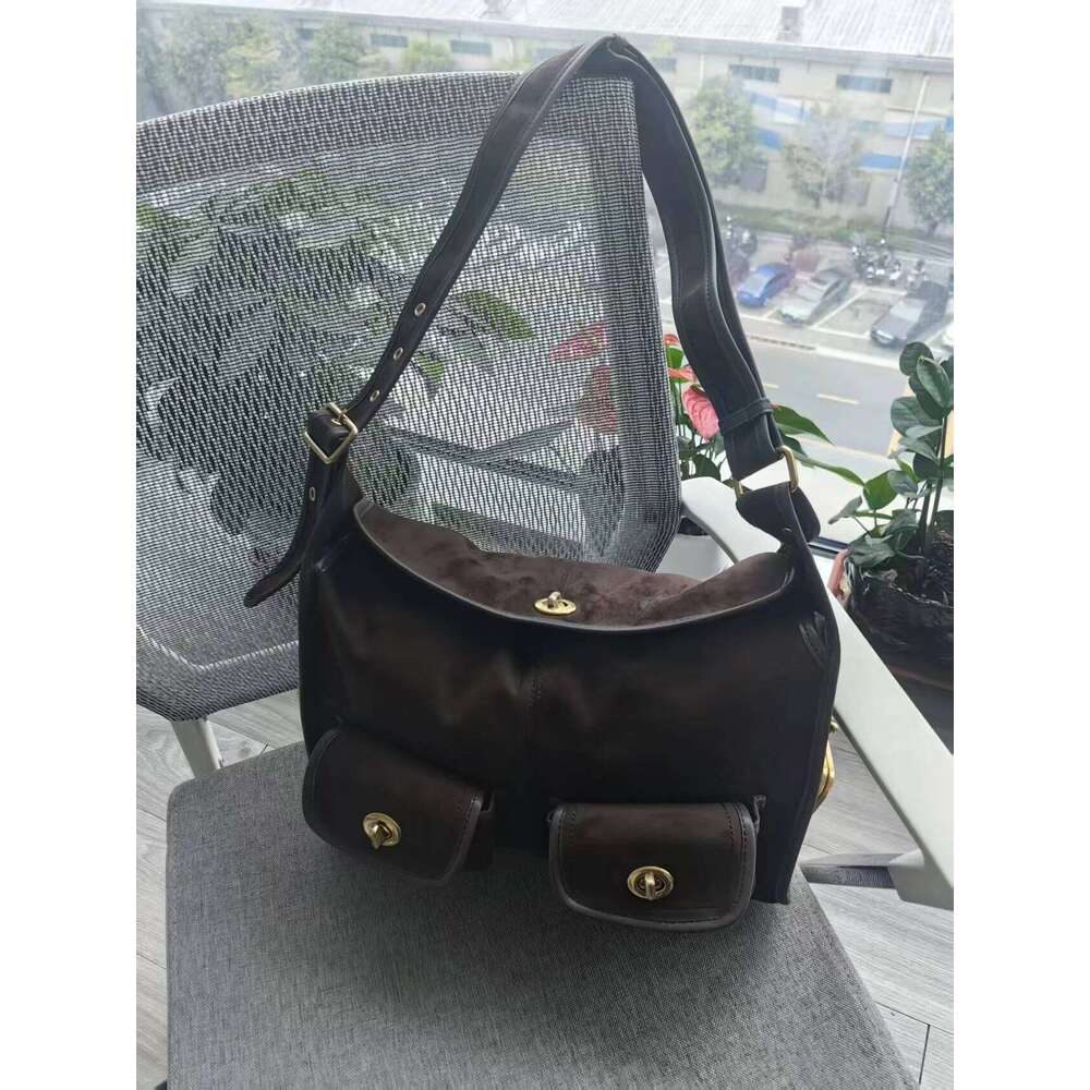 Angel Kiss Casual Commuter Large Capacity Suede Pillow Single Shoulder Crossbody Bag Vintage Style Polyester Lining Zipper Closure
