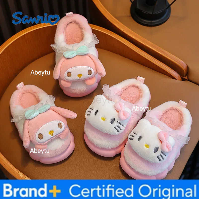 Sanrio New Hello Kittys Child Cotton Slippers Boy Girl Indoor Cute Autumn Winter Anime Figure Kawaii Cartoon Slippers Childrens Shoes H25123011