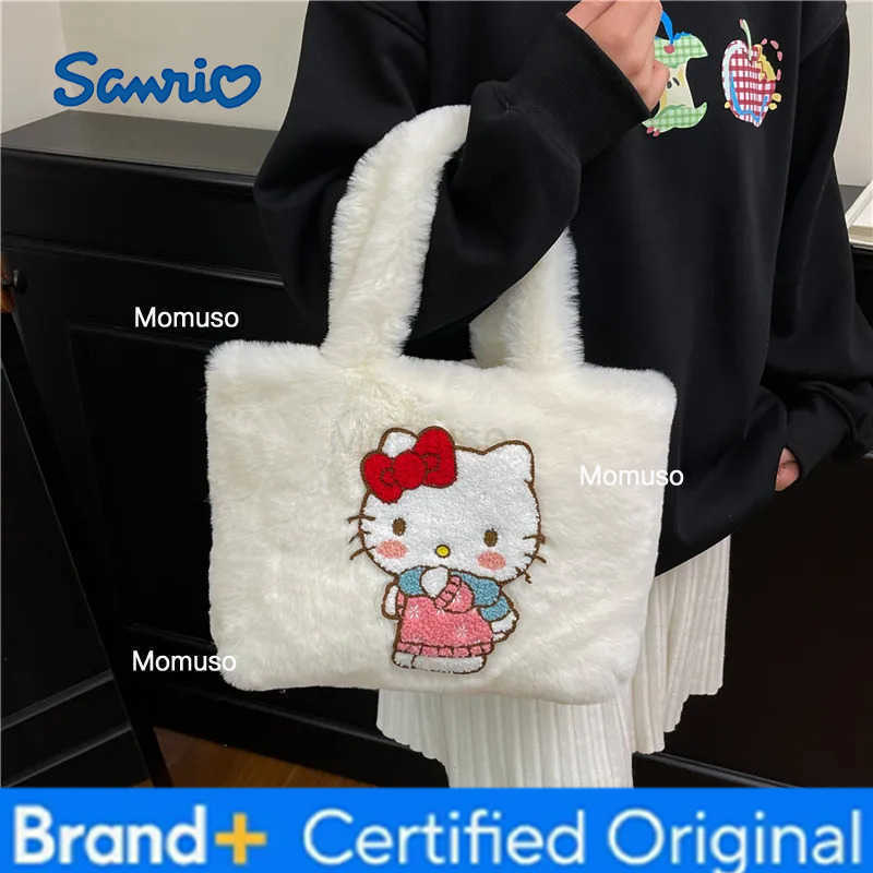 Sanrio New Plush Handbag Winter Cute All-match Girls Heart Tote Bag Fashion Internet Popular Casual Cartoon Shoulder Underarm Bag H251230