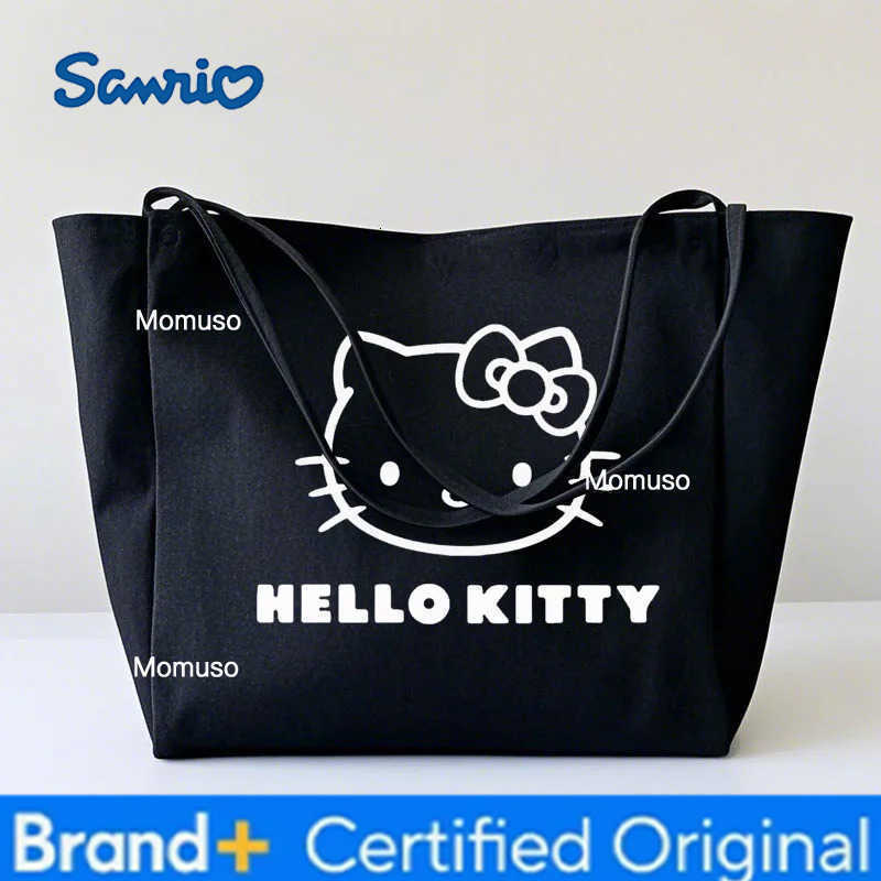 Sanrio Y2K Anime Cartoon Kitty Cat Shoulder Bag Large Capacity Canvas Tote Bag for Girls Gift Fashion Casual Shopping Bag H251230