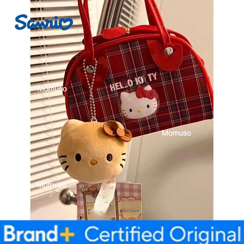 Sanrio Cute cartoon character Hello Kitty plaid handbag Kawaii shoulder bag Exquisite bag Retro bag Female holiday gift Wholesale H251230