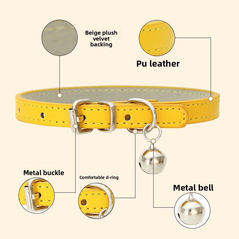 Eco Friendly PU Cat Dog Collar Soft Comfortable Pet Necklace with Bell Japanese Style Cute Fashion Accessory for Pets