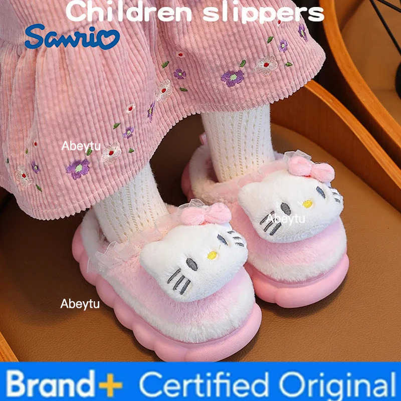 Sanrio New Hello Kittys Child Cotton Slippers Boy Girl Indoor Cute Autumn Winter Anime Figure Kawaii Cartoon Slippers Childrens Shoes H251230