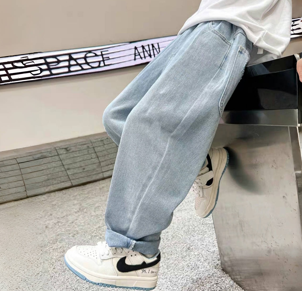 Boys' jeans summer thin casual versatile new pants mid size children's trendy trendy children's breathable pants