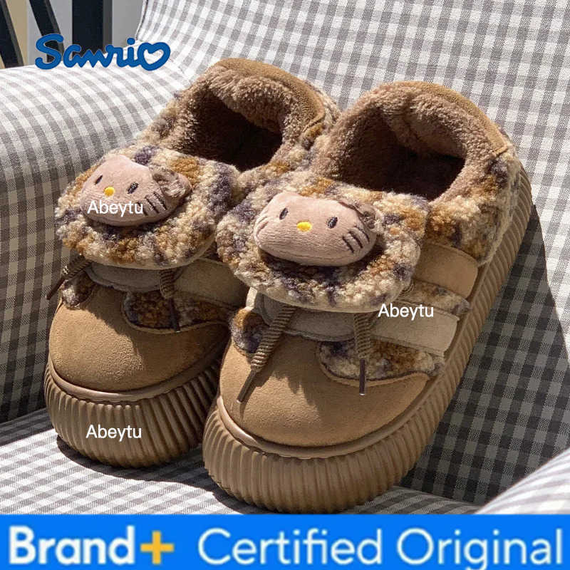 Sanrio Hello Kitty Anime Cartoon WomenS Sneakers Autumn Winter Warm Comfortable Casual Shoes Kawaii Girls Velvet Cotton Shoes Slippers H251230